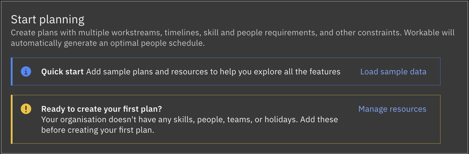 Quick start options
