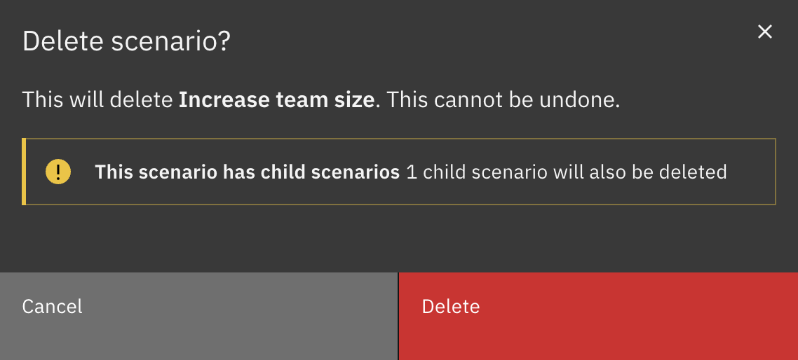 Sub-scenario delete confirmation