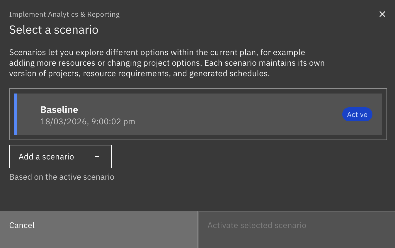 Scenario selector